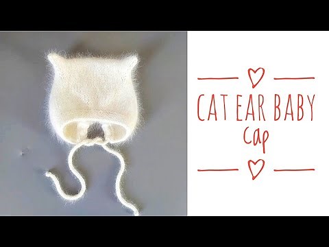 knitting kitty Cat hat | How to knit a kitty bonnet | Cat ear baby cap | Kitten bonnet for baby