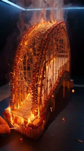 Matchstick Bridge Fire Chain Reaction – Dramatic Collapse