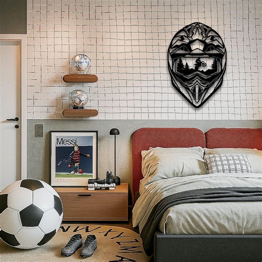 Motocross Helmet Metal Wall Art, Rider Silhouette Decor, Dirt Bike Garage Sign - Etsy
