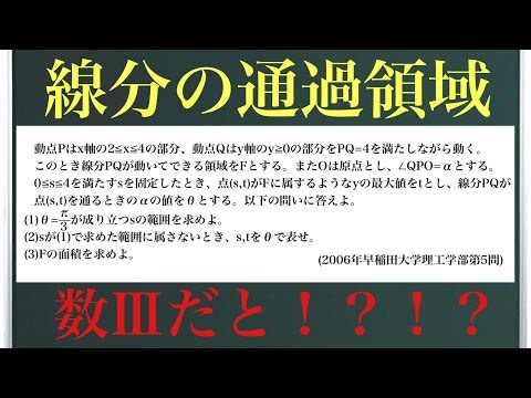 Area through which a line segment passes (Question 5 of the 2006 Waseda University School of Scie...