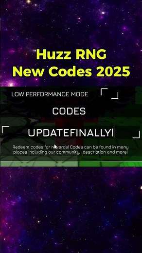 Roblox Huzz RNG Codes 2025