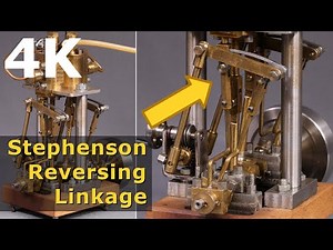 4K | Stephenson Reversing Linkage on Vertical Two-Cylinder Steam Engine