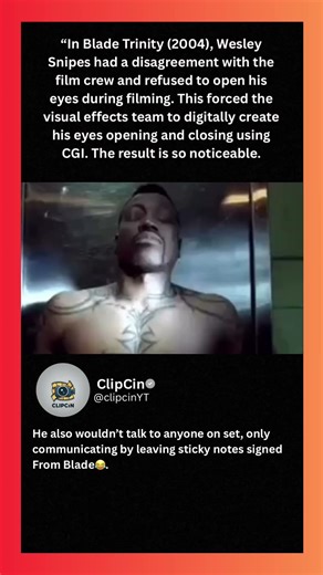 You hate your job so much you won’t even open your eyes. The CGI team had to do it for him #blade