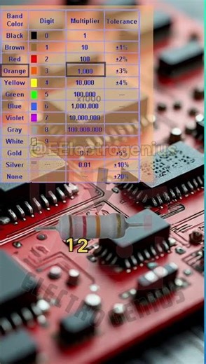 Resistor Colour Code of 12K Ohm's Resistor #electronic #viral #circuit
