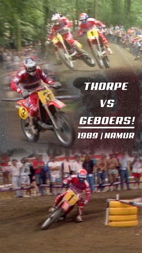 Duke Video on Instagram: "The 1989 Belgian Motocross round at Namur witnessed one of the greatest off-road battles of the 80s when British legend David Thorpe, squared off against his Honda teammate, fierce rival and local favourite Eric Geboers, with both men stretching the cable and giving it maximum attack in front of forty thousand fans! 🏆🔥 #motocross #mx #davidthorpe #honda #dukevideo #ericgeboers #namur #belgium #legends #moto #twostroke #500cc #twowheelpassion #racing #battle #motoreels