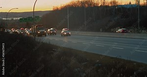 Logistics and transportation of Container. Freight train with cargo containers. Cargo truck with cargo trailer driving on a highway. white truck delivers a container with goods.