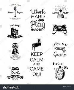 Vector Video Games Labels Set Arcade Stock Vector (Royalty Free) 538643521 | Shutterstock