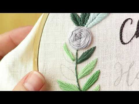 Floral Name Embroidery Hoop - Video 5, Satin Stitch Leaves