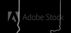 2D Map of state Indiana, Indiana map white outline, Animated close up map of Indiana USA