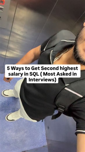Manish Gour | Tech •Real Talk • Fitness on Instagram: "1. Using ORDER By with LIMIT/ OFFSET (MySQL, PostgreSQL) SELECT salary FROM employees ORDER BY salary DESC LIMIT 1 OFFSET 1; • ORDER BY salary DESC sorts salaries from highest to lowest. • LIMIT 1 OFFSET 1 skips the first (highest) and returns the second. 2. Using MAX() with WHERE SELECT MAX(salary) AS second_highest_salary FROM employees WHERE salary