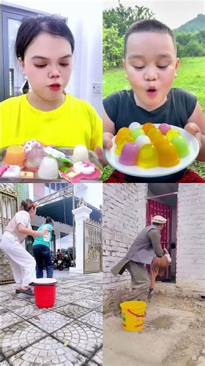 Colorful Jelly Eating & Bucket Splash Prank 🍮🌈🪣