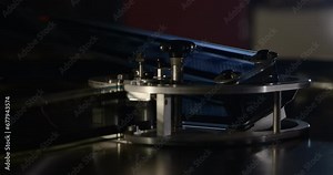 70mm IMAX film runs through a feed unit in a projection booth. Stock Video
