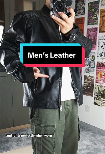 Classic Stand-Collar Leather Jacket for Men