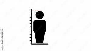 Animation of a growing person icon. Height measurement icon, height test concept animation. 4k video. Stock Video