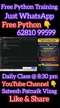 Python FREE Live Class In Telugu | Daily live training at 8:30 PM IST | Anyone can join #python3