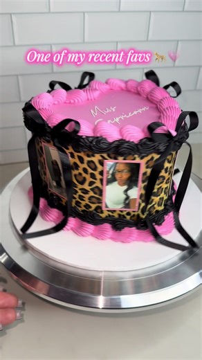 Pastel Cheetah Print Heart Cake Design