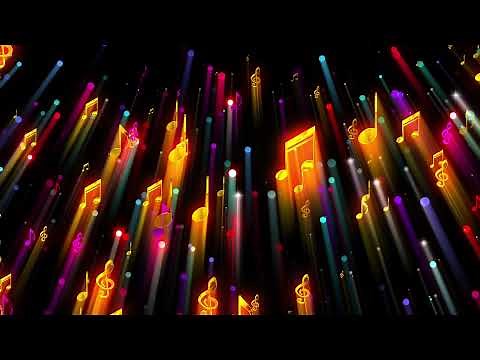 Music Notes Colorful Rays Abstract Background Looped Video | Ultra HD 4K