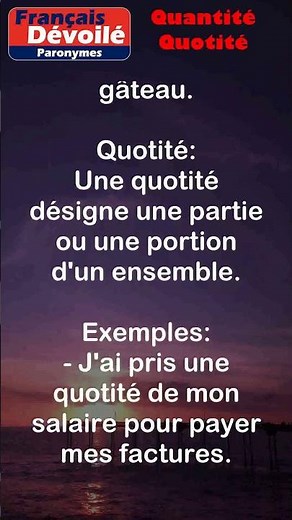 Quantité et Quotité (Paronymes) #shorts