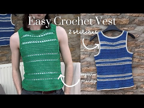 Easy Beginner Crochet Vest tutorial | A simple crochet striped top (single + double crochets only)