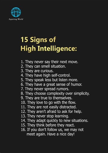 231K views · 557 reactions | 15 signs of high intelligence  #facts #inspiration #psychology | Inspiring World | Facebook