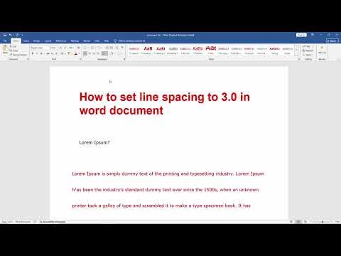 How to set line spacing to 3.0 in word document | Step By Step