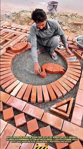 Precise Brick Laying Technique with Geometric Pattern #dailywork