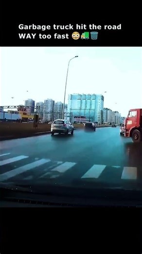 Garbage Truck Tips Over at Speed 😳🚛 | Dashcam Caught Everything