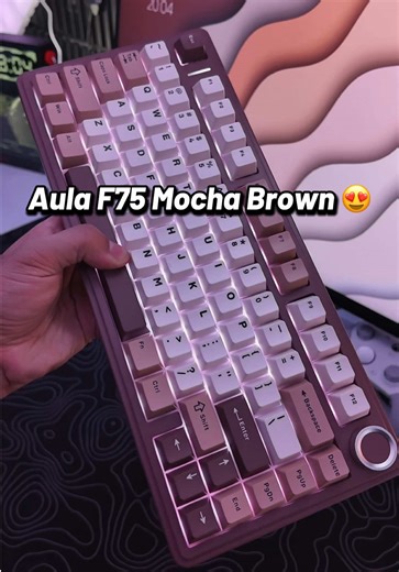 Aula F75 Mocha Brown Creamy Mechanical Wireless Keyboard 😍😩 #aulaf75 #creamkeyboard #tiktokshopmemorialday #summervibes #tiktokshopcreatorpicks
