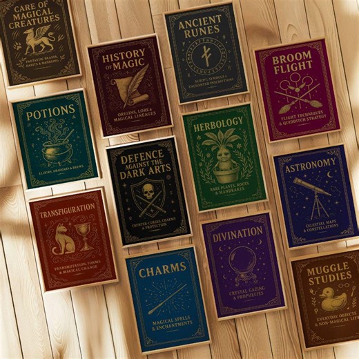 Set of 12 Wizarding Class Posters: DIY Academy Decor, Wizard School Wall Art, Printable Book Covers (digital Download) - Etsy