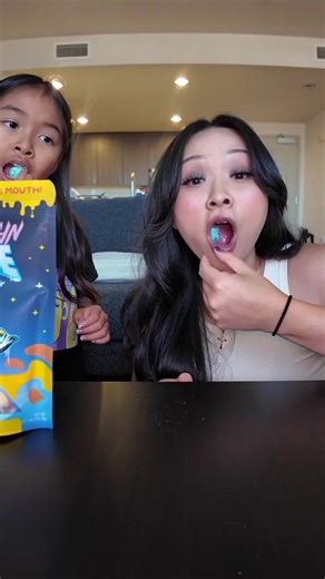 @trinhdoesthings and mila trying our freeze dried candy!
