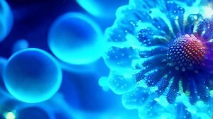 3D Animation of Human cell or Embryonic stem cell microscope background.