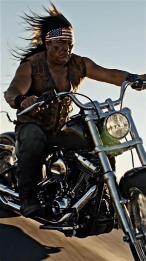 Big American Biker Riding a Custom Harley-Davidson on the Open Highway