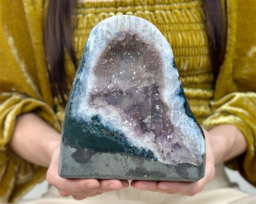 Brazilian Amethyst Cathedral Geode for Display | Natural Druzy Quartz Crystal Cave