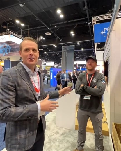 “This demo showcases the durability of LP® SmartSide® siding which is hugely important to us. Here in Arizona, a lot of our homes are built along the golf course and clients always have concerns about mis-hit balls into their property and home. Products such as these matter to us builders.” Brad Leavitt of AFT Construction and Kyle Stumpenhorst of RR Buildings put the durability of LP SmartSide siding to the test. | LP Building Solutions for Professionals