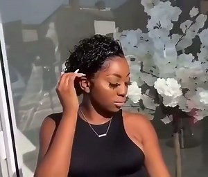 Pixie Cut Wig Human Hair, Short Lace Bob Curly Wig Water Wave Lace Front Human Hair Wig 13X1 HD Lace Frontal Wigs For Black Women 6 Inches (1B#)