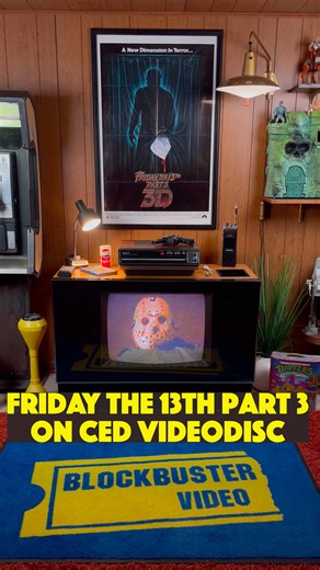 Matt Parker on Instagram: "Friday the 13th Part 3 is my favorite in the series and favorite version of Jason. The introduction of the hockey mask is one of the greatest moments in horror movie history. Then this painful kill happens. 😬 . . . #vintagevideobasement #vintage #80s #nostalgia #physicalmedia #vintageelectronics #80saesthetic #crt #80svintage #ced #videodisc #retro #vintagehome #basement #80snostalgia #80svibes #80shorror #horrormovies #80saesthetic #blockbuster #fridaythe13th #jasonv