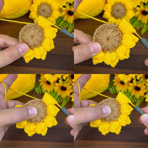 19K views · 172 reactions | very easy sunflower model explanation online tutorial #crochet #knit  -hamdiye | Knitting & Crochet World | Facebook