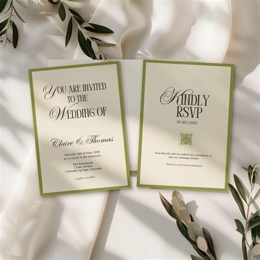 Classic Wedding Invitation Templates, Chartreuse Green Wedding Invites for Summer Wedding, Editable Wedding Invite, Digital Download - Etsy