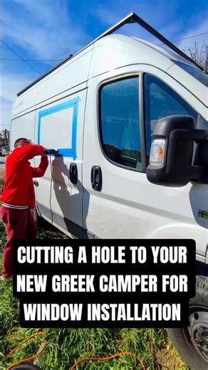 Window installation on a greek camper #greek #campervan #greece #windowinstallation #vanlife