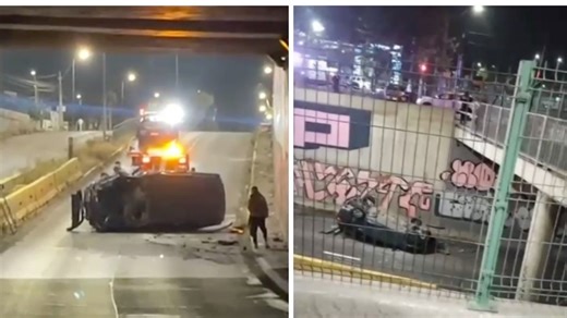 VIDEO | Vehículo cae desde paso nivel en San Miguel: dos personas resultaron heridas | The Clinic