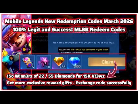 Mobile Legends New Redeem Codes March 16, 2026 - MLBB Redeem Codes +MLBB Diamonds Recharged Giveaway