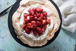 Strawberry Pavlova with Mezcal and Lime
