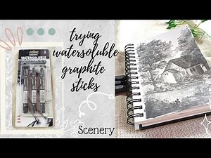 trying watersoluble graphite sticks ✨ll easy scenery drawing #review #artchannel #graphitedrawings