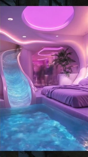 our Bedroom Has a Waterfall 🌊💜 Dreamcore Neon Aesthetic ✨ #dreamcore #aestheticroom #neonvibes