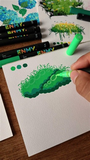 Como dibujar arbustos con marcadores acrilicos✨🫶#acrylicpainting #acrylicmarker #artwork #artist