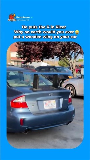 Crazy wooden wing on Ricer Subaru 🤣