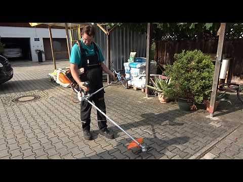 Stihl Cordless Brushcutter FSA 130 with carrying strap presented in detail *Cordless tools from S...