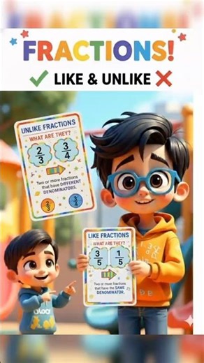 Like and Unlike Fractions Explained for Beginners #Fractions #MathTutorial #shorts #hometution