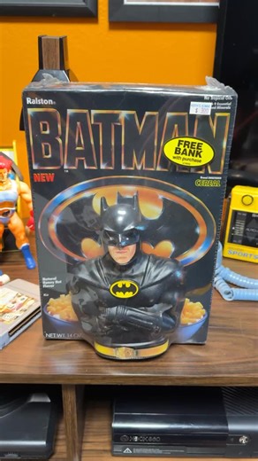 John Toma ⚡️ Gen X Nostalgia on Instagram: "Batman ‘89 Original Cereal Box with Bank 🥣🦇 Did you remember this cereal? #batmancereal #vintage80s #nostalgia"