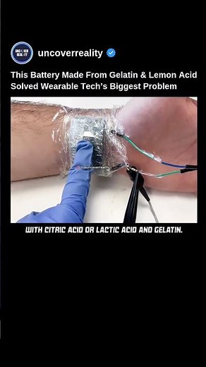 This Battery Made From Gelatin & Lemon Acid Solved Wearable Tech Biggest Problem #tech #shorts